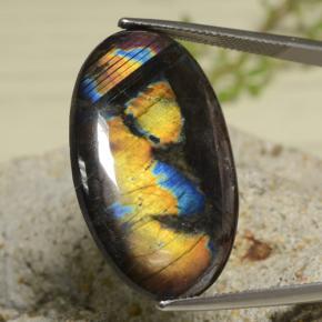 Spectrolite multicolore naturelle coupe ovale, 18,04 ct, opaque