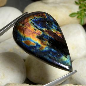 Spectrolite multicolore naturelle en forme de poire, 17,74 ct, opaque