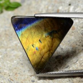Spectrolite multicolore naturelle trillion, 9,73 ct, opaque