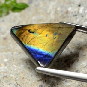 Spectrolite multicolore naturelle trillion, 9,73 ct, opaque