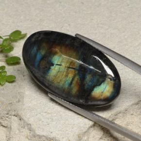 Spectrolite multicolore naturelle coupe ovale, 16,74 ct, opaque