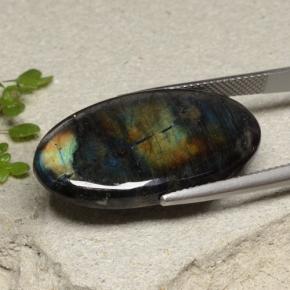 Spectrolite multicolore naturelle coupe ovale, 16,74 ct, opaque