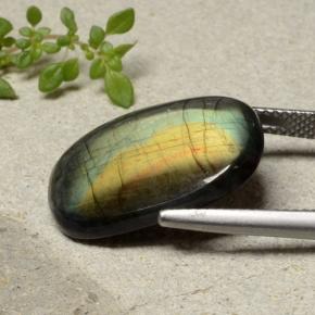 Spectrolite Multicolore naturelle Coupe coussin, 11.04 ct, Opaque