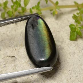 Spectrolite multicolore naturelle en forme de poire, 4,09 ct, opaque