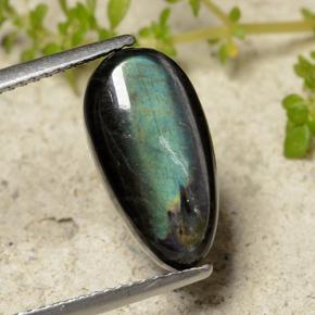 Spectrolite multicolore naturelle en forme de poire, 4,09 ct, opaque