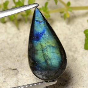 Spectrolite multicolore naturelle en forme de poire, 2,13 ct, opaque