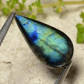 Spectrolite multicolore naturelle en forme de poire, 2,13 ct, opaque