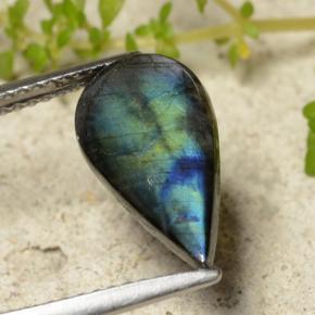 Spectrolite multicolore naturelle en forme de poire, 2,13 ct, opaque