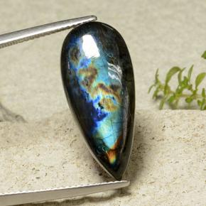 Spectrolite multicolore naturelle en forme de poire, 7,85 ct, opaque