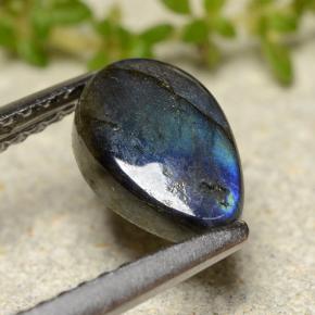 Spectrolite multicolore naturelle en forme de poire, 0,81 ct, opaque