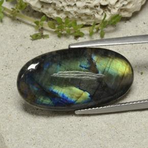 Spectrolite multicolore naturelle coupe ovale, 9,84 ct, opaque