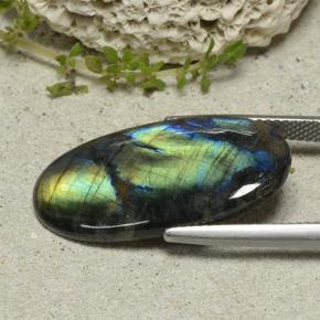 Spectrolite multicolore naturelle coupe ovale, 9,84 ct, opaque