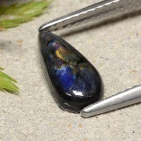 Spectrolite multicolore naturelle en forme de poire, 0,91 ct, opaque
