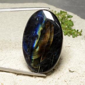 Spectrolite Multicolore naturelle Coupe ovale, 27.41 ct, Opaque