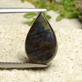 Spectrolite multicolore naturelle en forme de poire, 3,20 ct, opaque