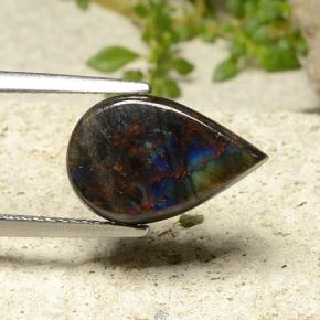 Spectrolite multicolore naturelle en forme de poire, 3,20 ct, opaque