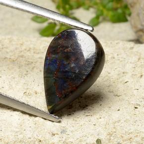 Spectrolite multicolore naturelle en forme de poire, 3,20 ct, opaque