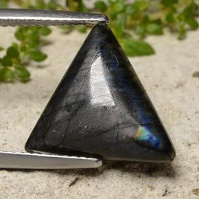 Spectrolite multicolore naturelle trillion, 4,11 ct, opaque