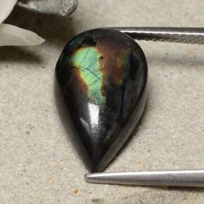 Spectrolite multicolore naturelle en forme de poire, 5,24 ct, opaque