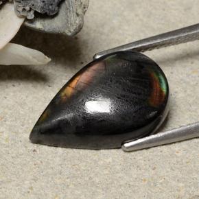 Spectrolite multicolore naturelle en forme de poire, 5,24 ct, opaque
