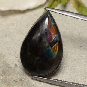 Spectrolite multicolore naturelle en forme de poire, 4,80 ct, opaque