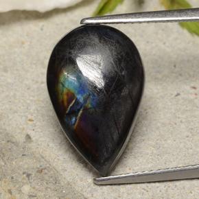 Spectrolite multicolore naturelle en forme de poire, 4,80 ct, opaque