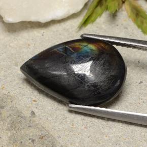 Spectrolite multicolore naturelle en forme de poire, 4,80 ct, opaque