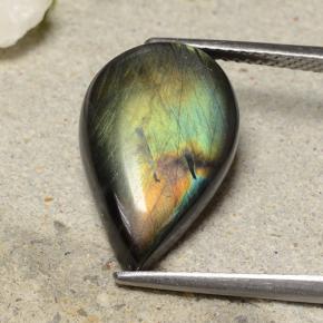 Spectrolite Multicolore naturelle En forme de poire, 6.53 ct, Opaque