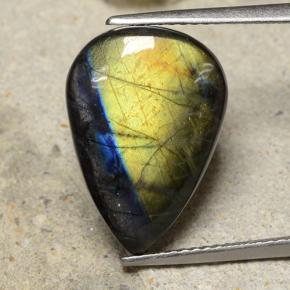 Spectrolite multicolore naturelle en forme de poire, 8,06 ct, opaque