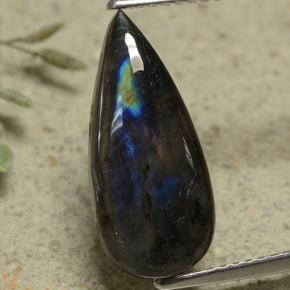 Spectrolite multicolore naturelle en forme de poire, 3,37 ct, opaque