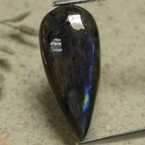 Spectrolite multicolore naturelle en forme de poire, 3,37 ct, opaque