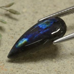 Spectrolite multicolore naturelle en forme de poire, 3,37 ct, opaque