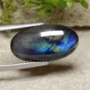 Spectrolite multicolore naturelle coupe ovale, 3,73 ct, opaque