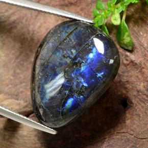 Spectrolite multicolore naturelle en forme de poire, 15,34 ct, opaque