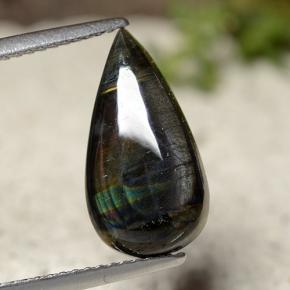 Spectrolite Multicolore naturelle En forme de poire, 3.44 ct, Opaque