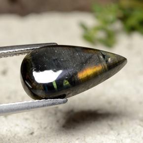 Spectrolite Multicolore naturelle En forme de poire, 3.44 ct, Opaque