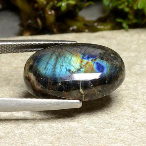 Spectrolite multicolore naturelle coupe ovale, 8,80 ct, opaque