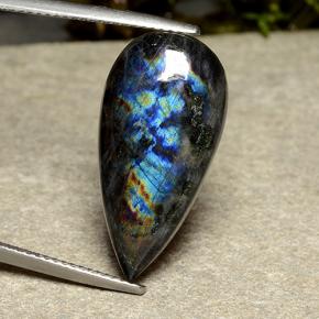 Spectrolite Multicolore naturelle En forme de poire, 8.44 ct, Opaque