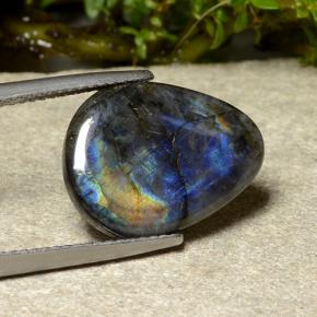 Spectrolite Multicolore naturelle En forme de poire, 5.27 ct, Opaque