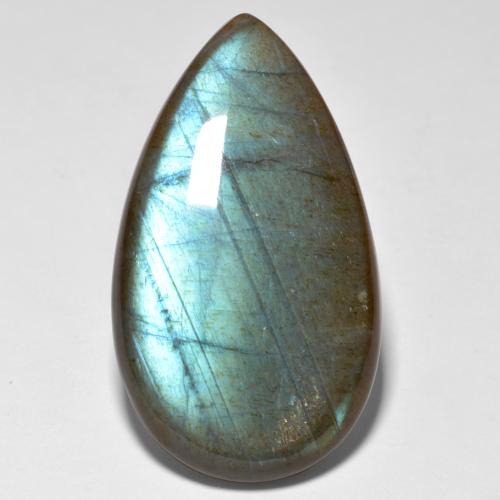 Spectrolite multicolore naturelle en forme de poire, 20,16 ct, translucide