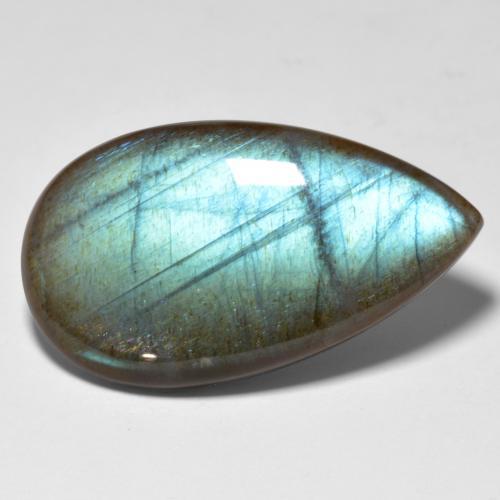 Spectrolite multicolore naturelle en forme de poire, 20,16 ct, translucide