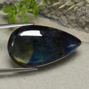 Spectrolite Multicolore naturelle En forme de poire, 19.16 ct, Opaque