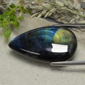 Spectrolite Multicolore naturelle En forme de poire, 19.16 ct, Opaque