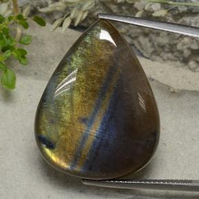 Spectrolite multicolore naturelle en forme de poire, 30,89 ct, translucide