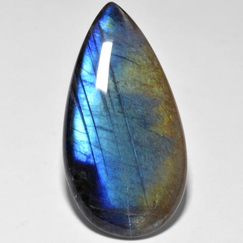 Spectrolite multicolore naturelle en forme de poire, 21,05 ct, translucide