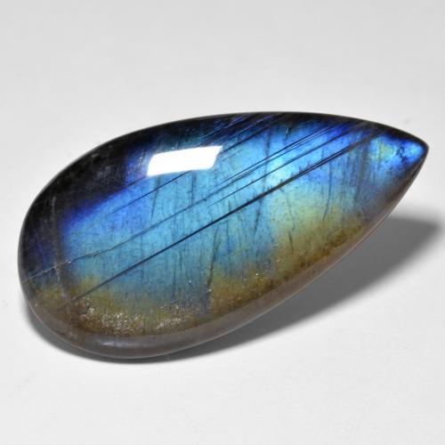 Spectrolite multicolore naturelle en forme de poire, 21,05 ct, translucide
