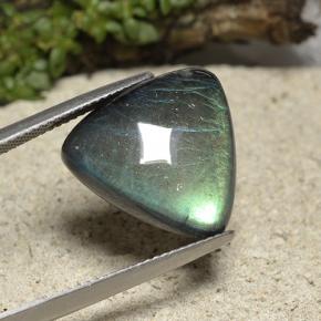 Spectrolite multicolore naturelle trillion, 9,60 ct, opaque