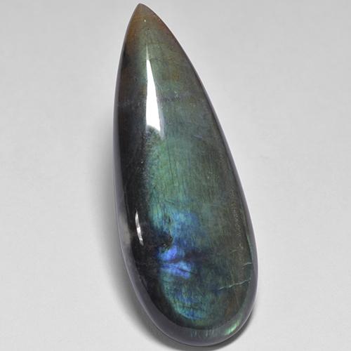 Spectrolite multicolore naturelle en forme de poire, 16,58 ct, opaque