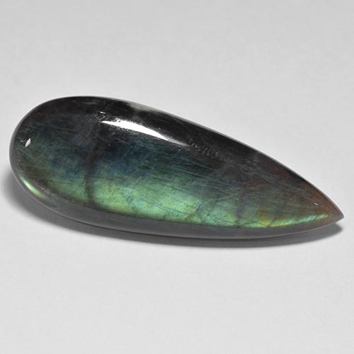 Spectrolite multicolore naturelle en forme de poire, 16,58 ct, opaque