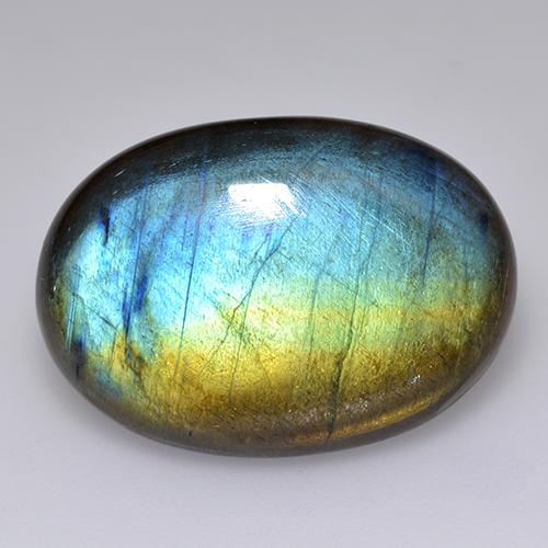 Spectrolite multicolore naturelle coupe ovale, 17,91 ct, translucide
